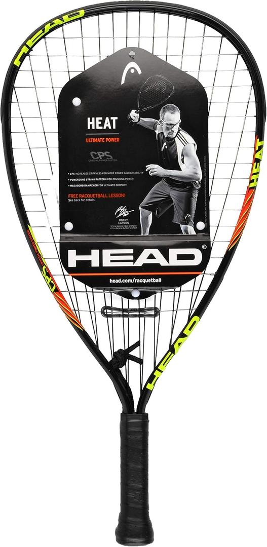HEAD CPS Heat Racquetball Racquet – Pre-Strung Beginner Racquet with CPS Power Technology, Lightweight Frame, Damp Plus Vibration Control, One Size
