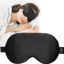 100% Mulberry Silk Sleep Mask, Ultra-Soft Light Blocking Eye Cover for Travel & Rest(Black)