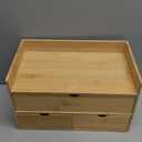 Wisuce Bamboo Desk Organizer, Mini Desktop Drawer Tabletop Storage Organization Box for Office Home Toiletries Supplies Vanity, No Assembly Required (3 Drawer with Shelf)
