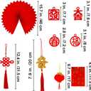 Winlyn 106 Pcs Chinese New Year Decorations Chinese Hanging Good Luck Ornaments Red Lanterns Festive Tree Ornaments Paper Fans for Asian Chinese Lunar New Year 2026 Year of The Horse Party Decor