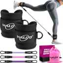 WALITO Ankle Resistance Bands with Cuffs, Exercise Bands for Legs and Butt, Booty Workout Equipment for Kickbacks and Hip Fitness Training (Black)