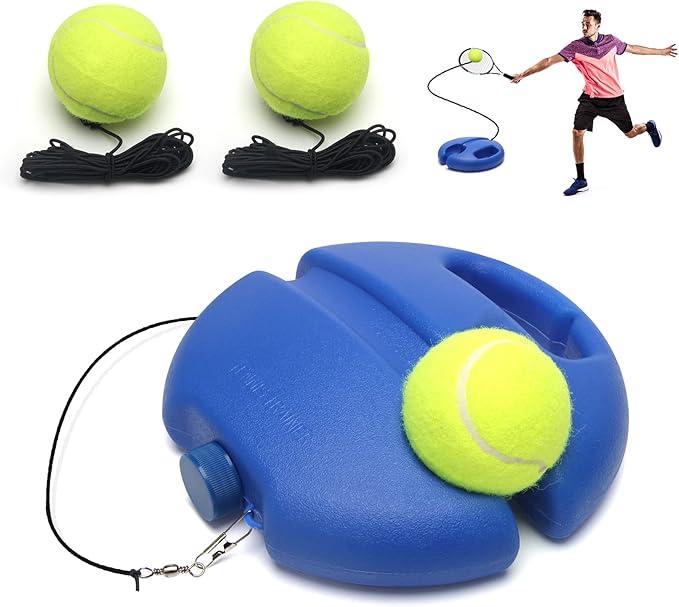 Tennis Trainer Rebound Ball with String Solo Tennis Training Kit Portable Practice Rebounder Equipment Training Tools with Long Elastic Ropes for Adults, Kids, Beginners (Blue)