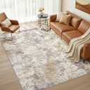 6X9 Abstract Washable Area Rugs for Living Room-Golden Brown