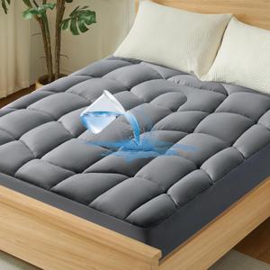 Queen Mattress Pad Waterproof - Ergonomic Quilted Fitted Queen Mattress Topper, 5-Layers Noiseless Washable Mattress Protector Cover with 8"-21" Deep Pocket (Grey, 60x80)