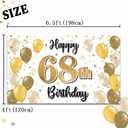 Happy 68th Birthday Decorations,68th Gold Balloon Large Birthday Banner Backdrop Sign,68 Years Old Bday Party Supplies.
