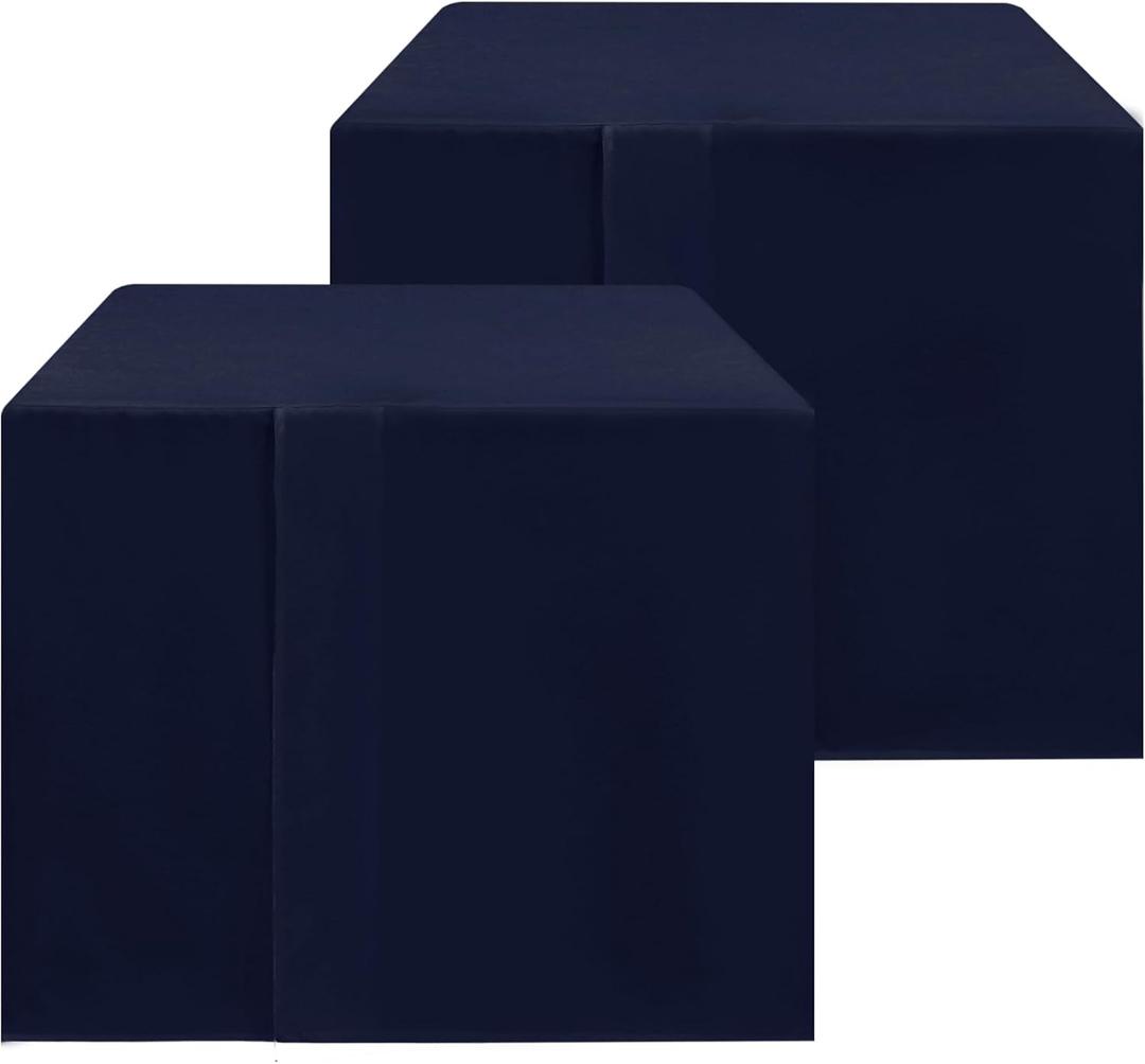 HolidayIdeas 2 Pack Square Fitted Table Covers - 34 x 34 Inch -Card Table Clothes Washable Tablecloth Protectors for Parties, Holiday Dinner, Trade Show, Vendor Stand, Navy