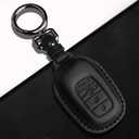 Tukellen for Honda Key Fob Cover Leather,with Keychain Compatible with 2022 2023 2024 2025 2026 Passport Accord Civic HR-V CR-V Pilot,4/5 Buttons Smart Remote Key-Black