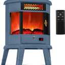 Electric Fireplace Heater 22 in Freestanding Fireplace Stove Infrared Fireplace with 3D Flame Effect Remoted Control, Timer, Overheating Protection (Blue)