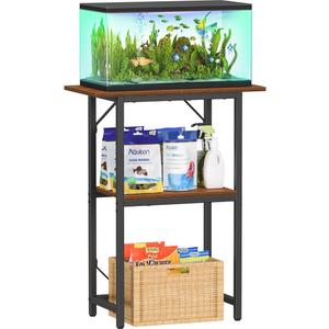 Snughome 1020 Gallon Fish Tank Stand, Aquarium Stand 2Tier Storage Shelves, Heavy Duty Terrarium Stand for Home Office Fish Tank Shelf, 24" L x 11.81" W x 30.71" H, Rustic Brown