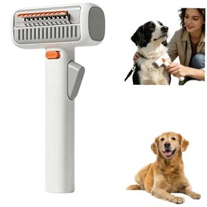 2-in-1 Pet Self Detangling Grooming Comb, Dematting Comb for Dogs and Cats, Professional Undercoat Rake for Long Hair Cat Brush, Dog Detangler Brush to Remove Mats and Tangles