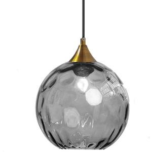 8 Inch Smoke Gray Glass Pendant Light Bronze Gold E26 Fixture Vintage Indoor Lighting Kitchen Island Dining Room Bedroom Living Room Ceiling Mount (Smoke Gray, 7.9inchs)