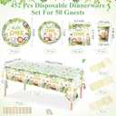 Funnymoom 452 Pcs Wild One Birthday Party Decorations for 50, Safari Jungle Wild One Paper Plates Napkins Cups Tablecloth Cutlery Straws for Boys Kids Woodland Themed First Birthday Party Supplies