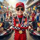 Race Car Driver Costume for Boys Racer Jumpsuit with Car Cap for Halloween Dress Up