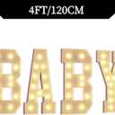 4FT Baby Marquee Letters Light Up Sign for Baby Shower Party Decor | Large Baby Letters for Girl Boy Gender Reveal Decorations, Foam Board, Need to Assemble