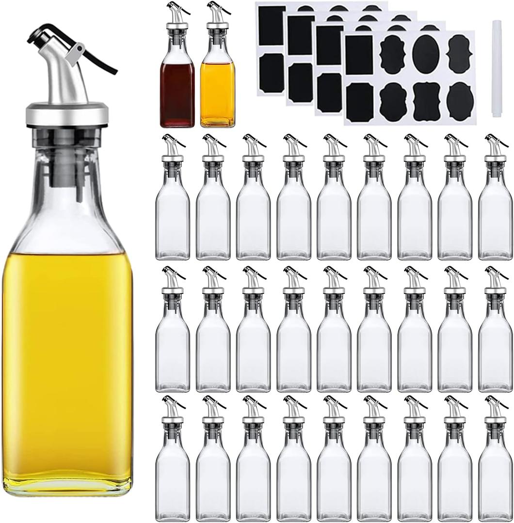 Accguan Oil Dispenser,6oz Leakproof Olive Oil Dispenser,Set with Sticker and Pen,Suitable for Storing Olive Oil, Vinegar and Other Liquids (30 PCS)