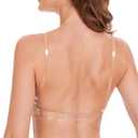 Stelle Women's Clear Strap Nude Dance Bra Wireless Invisible Low Back Unpadded Bra with Convertible Straps (Beige, S)