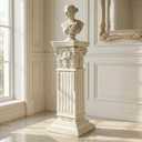 Large 35.5" Vintage Weathered Corinthian Column Pillar with Base Pedestal Magnesium Oxide Ideal for Displaying Statues, Vases, or Planters Decoration for Garden Backyard Patio Office, White