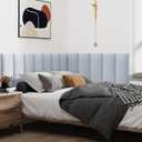 IFNOW Upholstered Wall Mounted Headboard, 3D Soundproof Wall Panels Peel and Stick for Queen Size, Reusable and Removable Tufted Bed Headboard in Blue White (9 Panels, 10" x 24")
