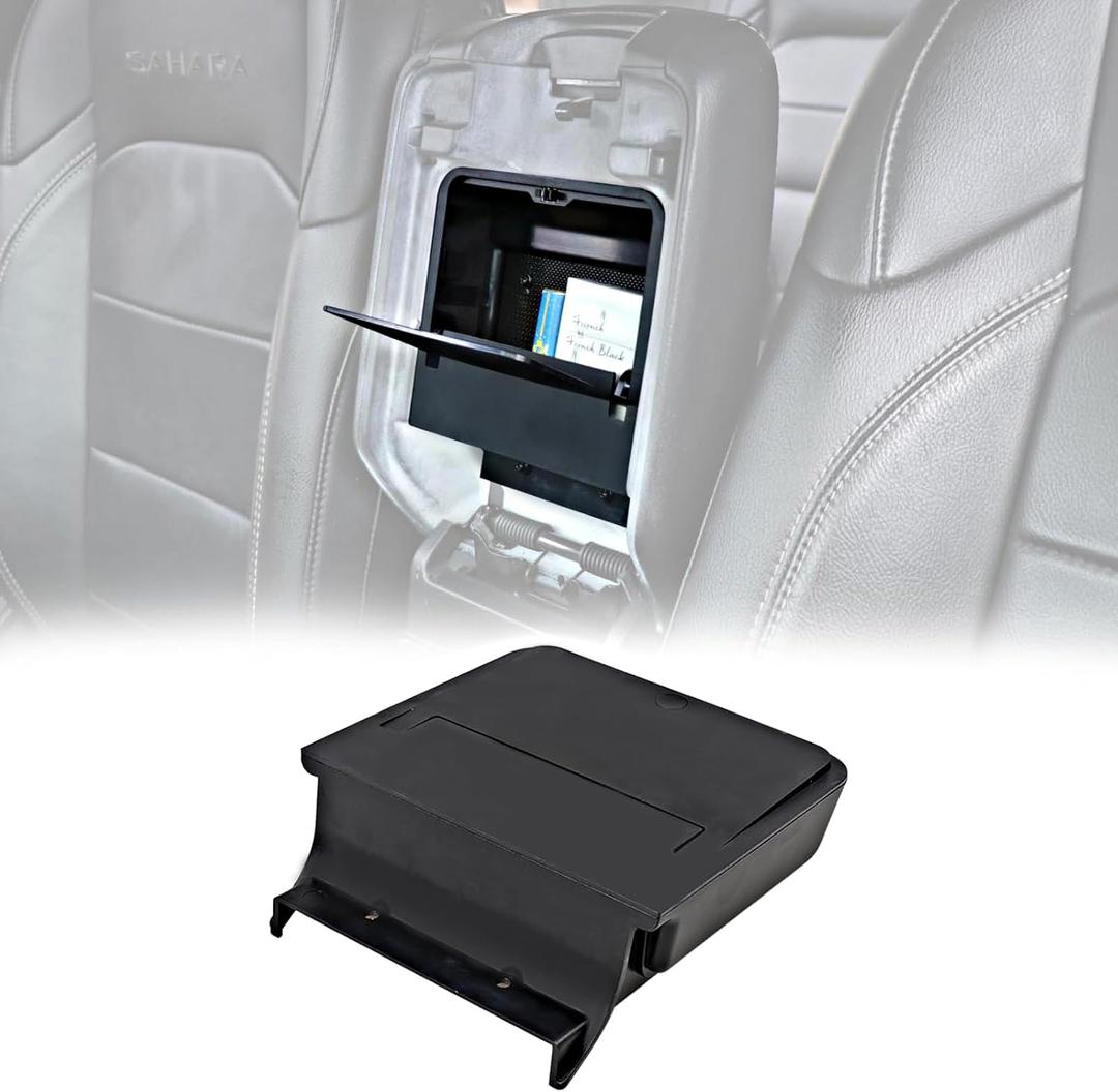 Jeep Wrangler JL One-Touch Hidden Storage Console Box, Center Console Hidden Storage Box for 2018-2026 Jeep Wrangler JLU 4XE & Gladiator JT Accessories 2/4 Door, Center Console Box, Black