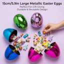 Jumbo Plastic Metallic Easter Eggs for Easter Basket Hunt Egg Party Classroom Prize Supplies and Filling Treats