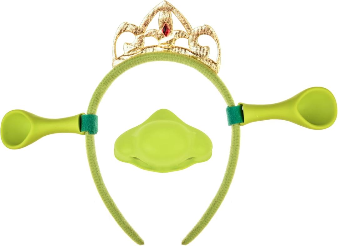 Halloween Costume Accessory Set with Green Antenna Headband and Silicone Nose Piece, Cosplay Party Dress Up Kit (Green and Gold)