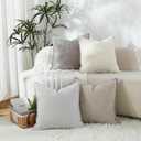 Stellhome Pack of 2, Soft Chenille Soild Throw Pillow Covers Accent Cushion Case Boho Farmhouse Neutral Decorative Pillowcase for Couch Sofa Bedroom Living Room Home Decor 16 x 16 Inch, Grey