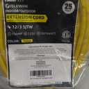 12 Gauge Outdoor Extension Cord 25 FT Waterproof, 3 Prong Plug, SJTW Heavy Duty 15A 1875W, Yellow Extension Cable with Lighted end for Commercial Use and Major Appliances, ETL Listed