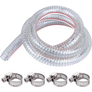 5FT 3/4" ID x 1" OD Steel Wire Suction Hose PVC Reinforced Tubing High Pressure Flexible Vinyl Hose Heavy Duty Clear Vacuum Suction Tube for Dust Collection Drain Fuel
