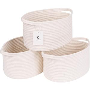 Medium and Large Woven Basket//With Handle, Used for Toys and Fabric Storage Basket used for Storing xl Storage Box, Decorative Storage Box Room 2pack (13L*9W*7H White, L13W9H7)