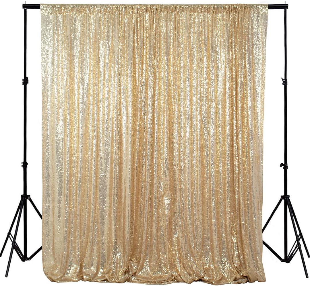 ShinyBeauty PHOTOBOOTH Backdrop - 4FTx7FT - Light Gold Sequin Fabric, Wedding & Rust Backdrop, Photography Curtains