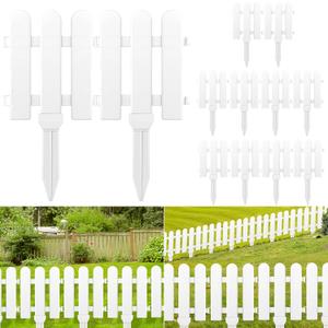 ELECLAND 12 Pieces Garden Fence with 12 Pieces Fence Insert White Plastic Fence Garden Picket Fence Edgings Lawn Flowerbeds Plant Borders Decorative Garden Yard