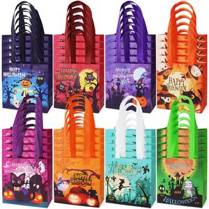 Aviski 40PCS Halloween Small Trick or Treat Bags, 7.9"7.9"3.15", Non-Woven Gift Tote Bags with Handles for Gifts Wrapping, Party Supplies