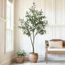 6.73ft Artificial Eucalyptus Tree, Faux Tree with Lifelike Leaves, Fake Eucalyptus Tree with Sturdy Plastic Pot, Artificial Plants for Office Home Living Room Indoor Outdoor Decor