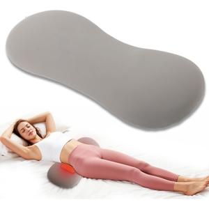 Heated Lumbar Support Pillow for Sleeping  Memory Foam Back Pillow for Bed, 3 Heat Levels & 8 Timers, Ergonomic Lower Back Pillow for Side, Back & Stomach Sleepers, Washable Cover (Large, Pebble Gray)