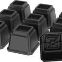 Bed Risers 4 Inch Set of 9, Heavy Duty Bed Elevators Risers for Bed Frame 9 Pack Lifts Up 3000 lbs Sofa Table Furniture Riser, Black