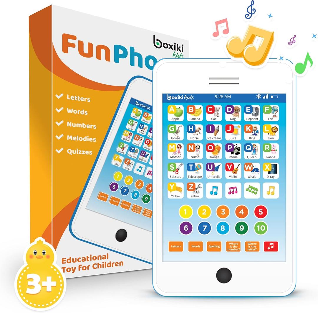 Educational Toys for 3 Year Old Boys Girls, 6-in-1 Kids Learning Tablet Phone, Toddler Learning Toys Ages 2-5, Preschool ABC Letters Numbers Spelling Music Toy, Premium Travel Gift