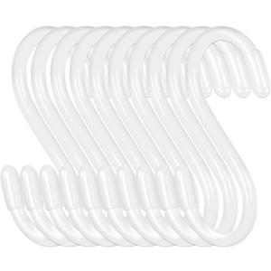 30 Pack 3 Inch White S Hooks,Vinyl Coated Heavy Duty S Hook for Hanging Plants,Non Slip Closet S Hooks,Steel Metal White Vinyl Coated Small S Hook for Hanging Jeans Pots and Pans Coffee Cups
