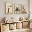 CCZ Vintage Astronaut Nursery Canvas Wall Art Space Explore Picture Wall Decor Dream Big Little One Poster Cute Dog Toddler Painting Print Artwork for Kids Boys Room Bedroom Playroom Decor, Unframed (24L"x16W")