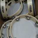 12 Pcs Tambourine Drum Bulk for Adults Hand Held Percussion Gift Operation Christmas Bulk Items Wood Metal Jingles Musical Educational Drum Instrument for Church Wedding Party Games(White)