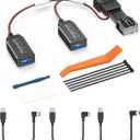 GPS Dash Cam Power Adapter, (16Pin Type A Connector) Mirror Camera Radar Charger Station GPS Dashcam Charger Cable for Select Ford Bronco, F150 and More with Auto-dimming Rearview Mirror