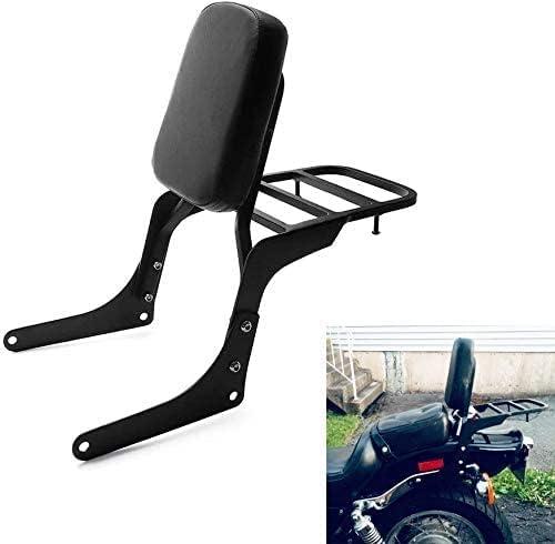Compatible Motorcycle Sissy Bar Backrest + Luggage Rack Pad Compatible For Honda CA250 Rebel 250 CMX250 Heavt-Duty Black