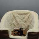 Amazon Basics Pet Car Booster Bucket Seat for Small Pets up to 25lbs, Machine Washable Cover, Clip-On Safety Leash, 18" x 18" x 16", Tan