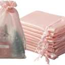 QIANF 20 Pcs Pink Small Organza Bags 6X9 inch for Wedding Favors with Drawstring, Mini Mesh Gift Bags Jewelry Pouch for Candy Bridal Shower Party Favor Baby Shower Christmas