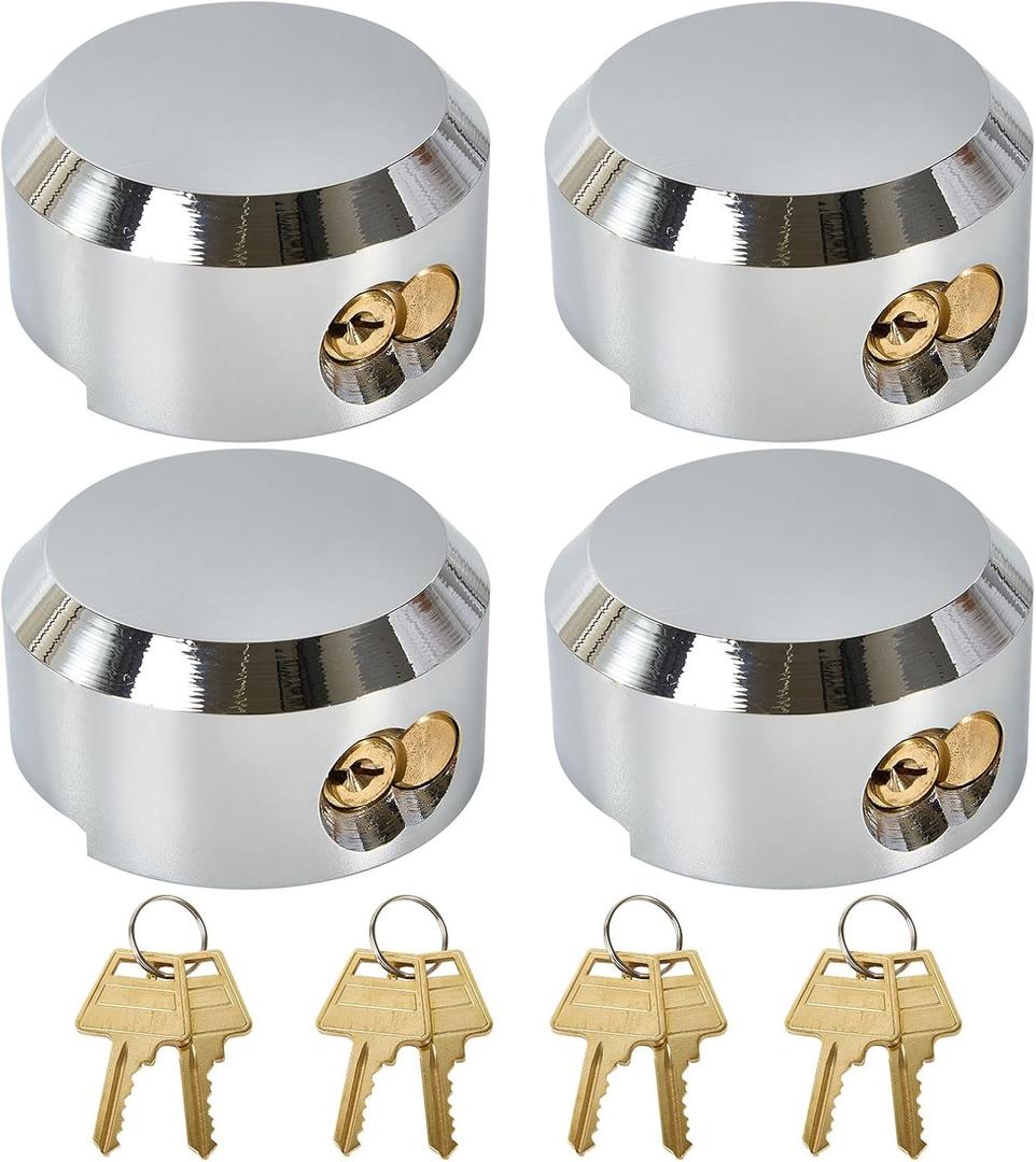 4 Pack Trailer Door Locks Keyed Alike Heavy Duty Hockey Puck Locks Reinforced Hidden Shackle Padlocks w/8 Keys Solid Steel Lock for Trailers Trucks Vans Shed Gates Garage