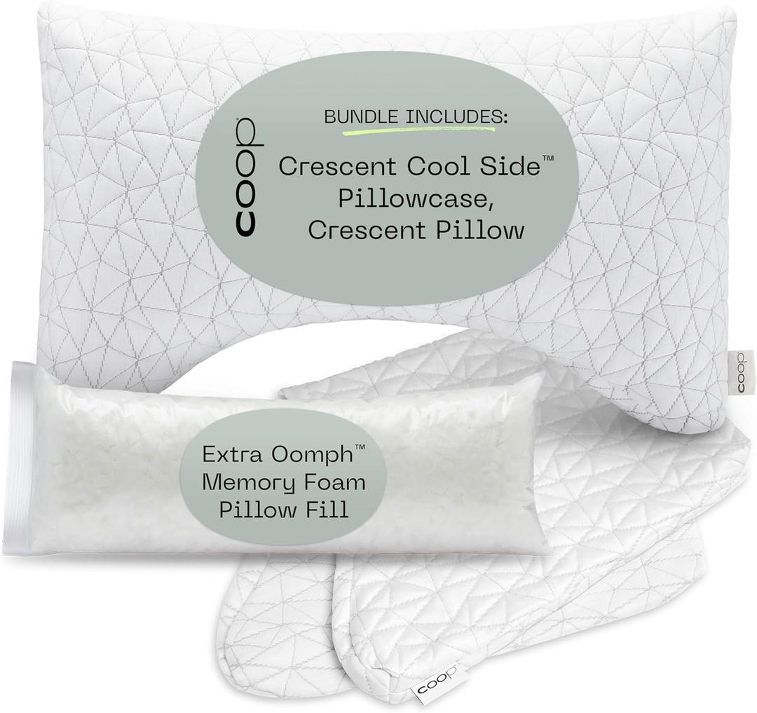 Coop Cool Side Crescent Pillow Cover and Original Crescent Pillow Queen Bundle