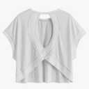 SOLY HUX Women Open Back Tops Workout Backless Tee Casual Athletic Shirts Short Sleeve Oversized Gym T Shirt, White, M