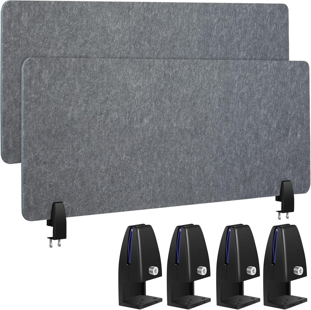 Wesiti 2 Pcs Acoustic Desk Divider Noise Reducing Desk Privacy Panel for Student Table Standing Sound Proof Divider Desktop Claw Office Furniture Partition for Classroom(Gray,47.24 x 15.75 Inches)