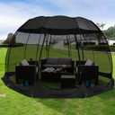 Alvantor® Pop Up Screen House, Outdoor Mosquito Mesh Tent with UV Resistant, Pop Up Canopy Easy Up, Foldable Screen Room for Camping,Backyard, Garden, Patio(Black, 15x15 FT)