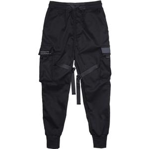 PAODIKUAI Men Techwear Matte Black Jogger Pants Relaxed Fit Streetwear Pants with Multiple Pockets (Black)
