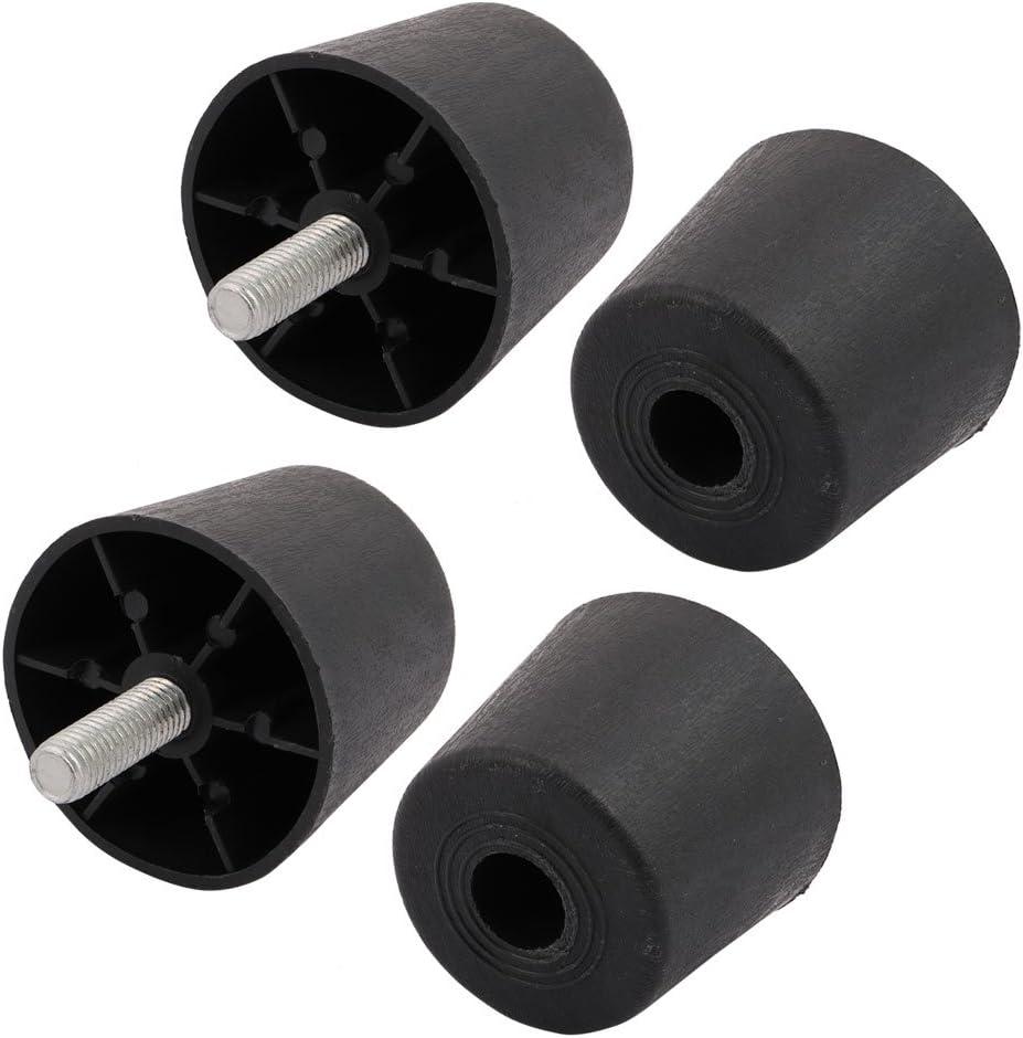 4Pcs 60mm Home hardware x 50mm M10 Threaded Black Round Plastic Base Leveling Foot Furniture Sofa Glide Model:77as245qo748 